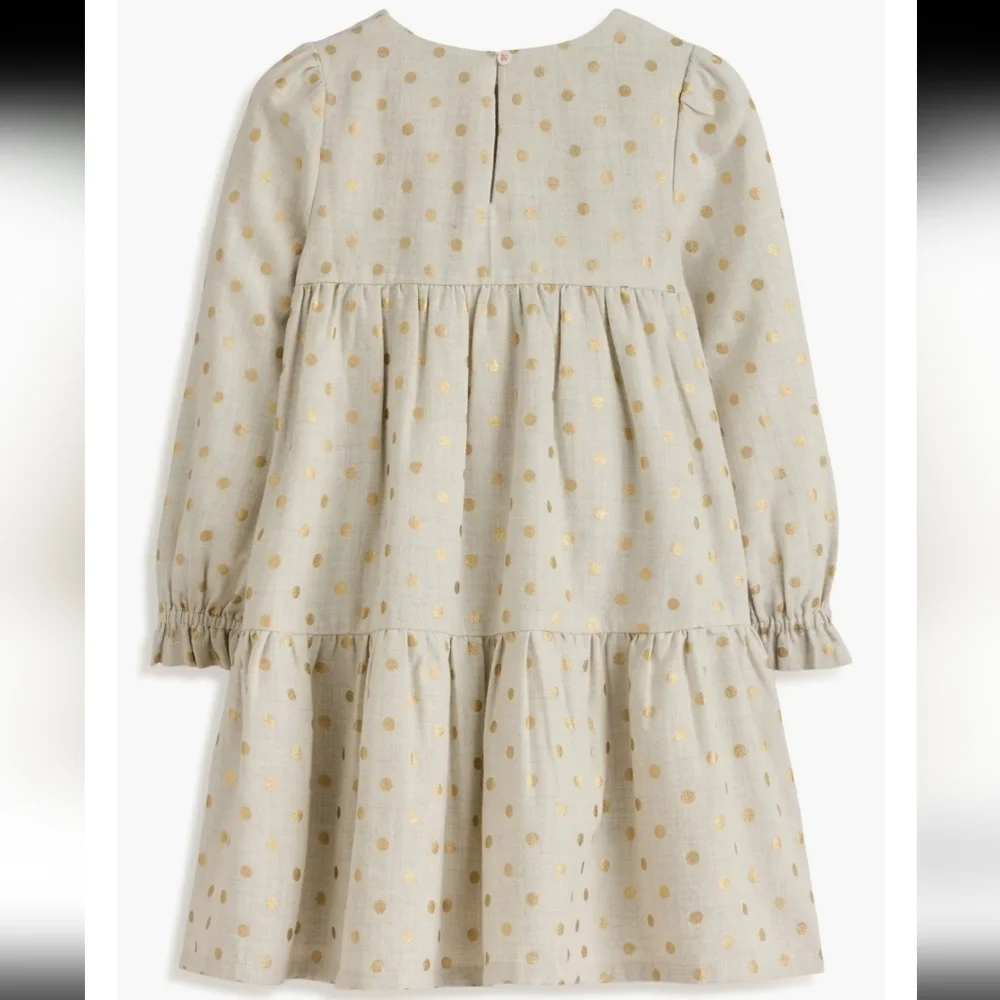 Mini Boden Cream Dress with Gold Dots